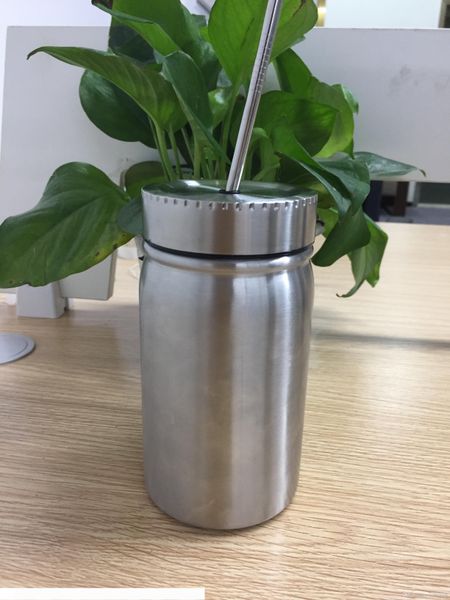 

17oz нержавеющей сталь вакуумного mason jar двустенных мейсон тумблер с крышкой соломой 17oz кофе пиво сока кружок каменщик банок питьевой s