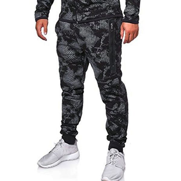 

vogue men's casual sport pants slim fit print trousers running joggers sweatpants outdoor running fashion soft fabric pants, Black