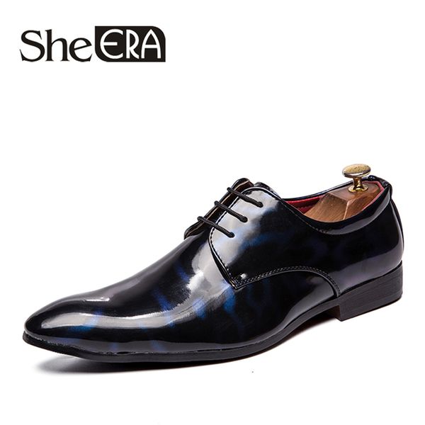 

brand full grain leather business dress shoes men retro patent genuine leather oxford shoes for men eur size 39-45 dropship, Black