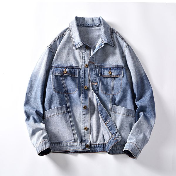 

2019 new denim jacket casual ripped denim outwear 5xl slim long sleeve black jeans jack coat light blue bomber jeans jacket, Black;brown