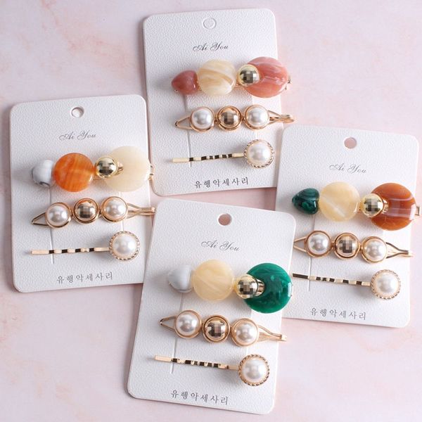 

3pcs/set pearl metal gold color hair clip bobby pin barrette hairband hairpin for women girls hair accessories styling tool