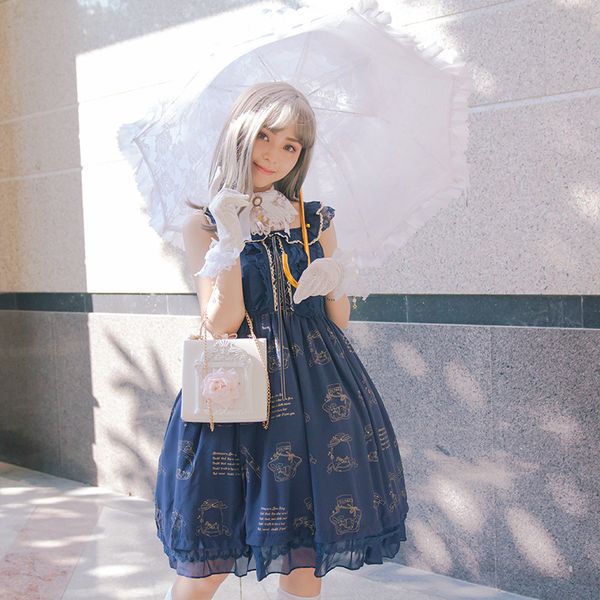 

wishing bottle stamping lolita dress japanese kawaii girl gothic dress lace bowknot victorian gothic lolita jsk loli, Black;red