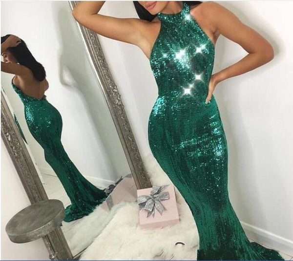 

sequined halter prom dresses floor length backless cocktail party dress sleeveless homecoming dress evening wear cheap, Red