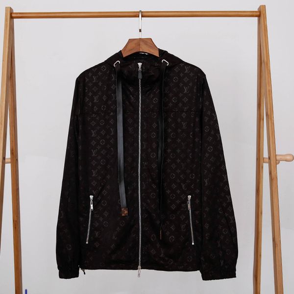 

women jacket new brand mens hoodie windbreaker pocket letters print autumn mens jacket stand collar coat size m-2xl, Black;brown