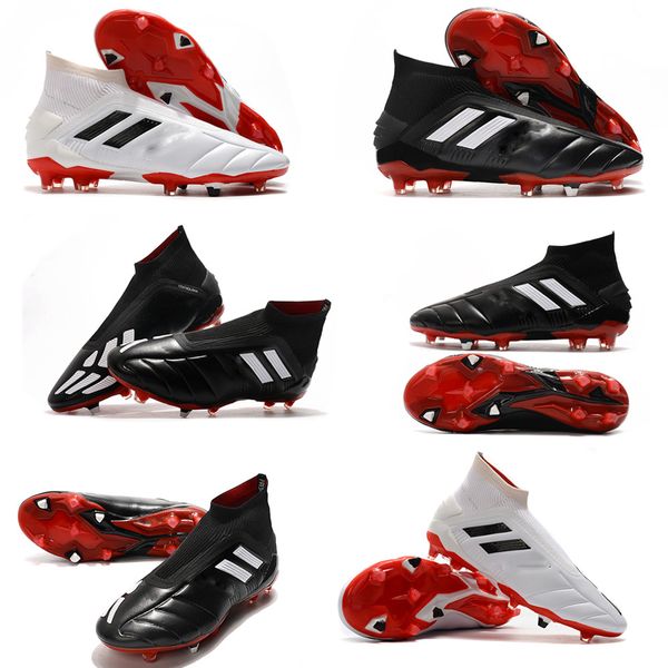 

классики predator mania 19+ 19,1 fg черный белый laceless 19 + х слип-on high голеностопного мужчины футбол обувь мода бутсы бутсы хорошее к