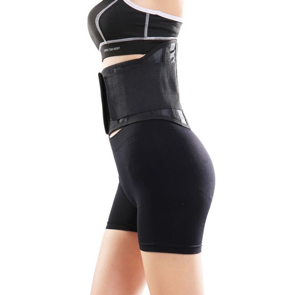 

women tourmaline self-heating magnetic therapy waist support belt lumbar back waist brace adjustable absorption pad, Black;gray