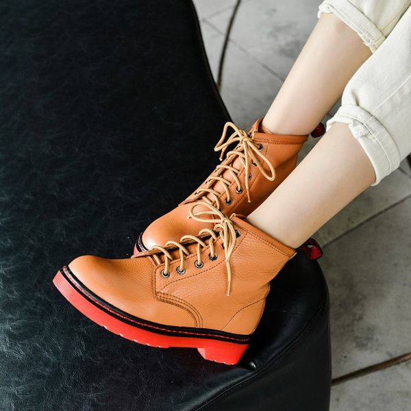 

tanariya new arrival shoes woman boots women autumn/winter 2019 women's low-heeled leather boots, Black