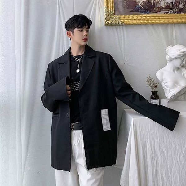 

men streetwear fashion loose casual patchwork black gray blazer jacket male women hip hop suit coat outerwear, White;black