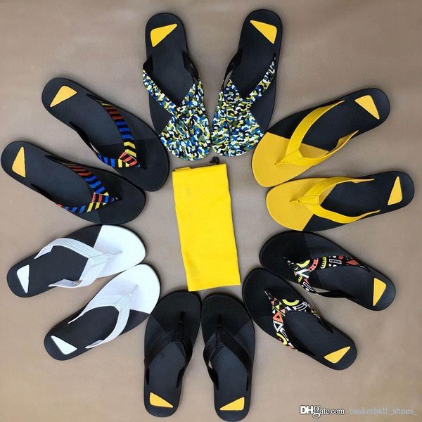 

luxury designer little monster man flip-flops men slipper gear bottoms flip flops rubber slide sandal floral brocade striped beach, Black