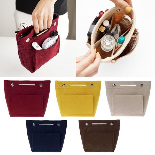 

portable felt fabric insert handbag tote purse organizer cosmetic travel bag jul31
