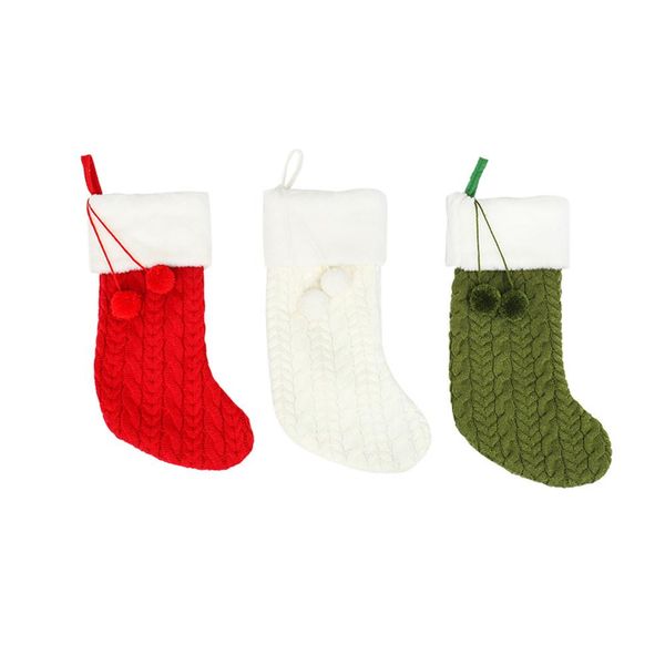 

1pc non-woven fabric christmas socks ornaments knitted wool thick white hair socks l home christmas gifts