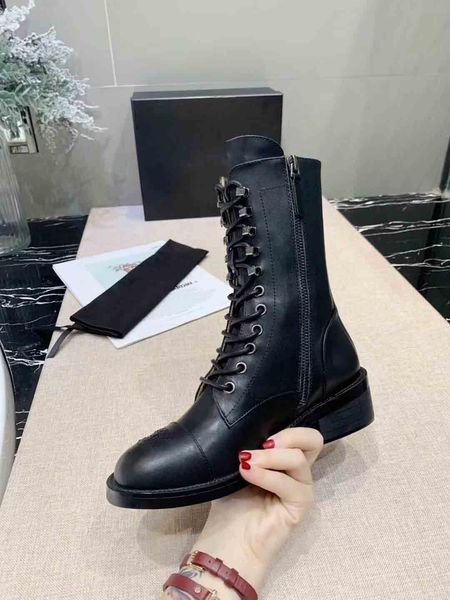 

2019 new star leisure boots, designer's lady zipper tie boots, super luxury mid-autumn and winter boots, cowskin tie boots,size:35-40, Black