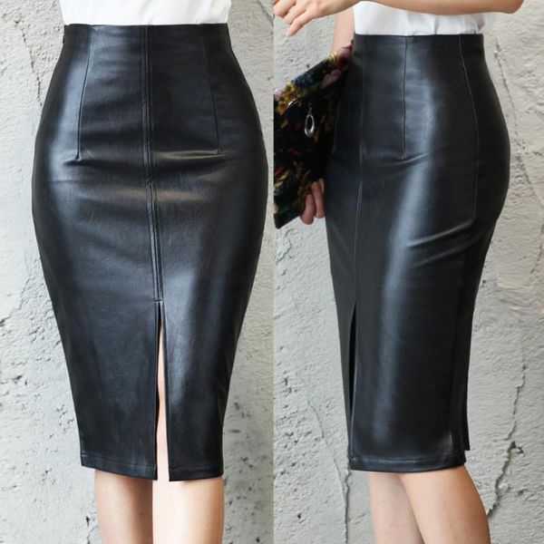 

skirts women solid slimming low fork high-waist pencil skirt elegent comfortable part abdomen trend skirt, Black