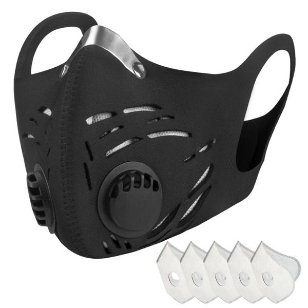 

dustproof mask air pollution pollen allergy stonemason mouth mask breathing protection reusable half face with filters, Black