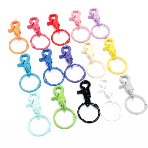 

5pc/lot 15 color keychains lobster clasps hook key ring pom gift for women girl bag pendant charm key chain jewelry making, Silver