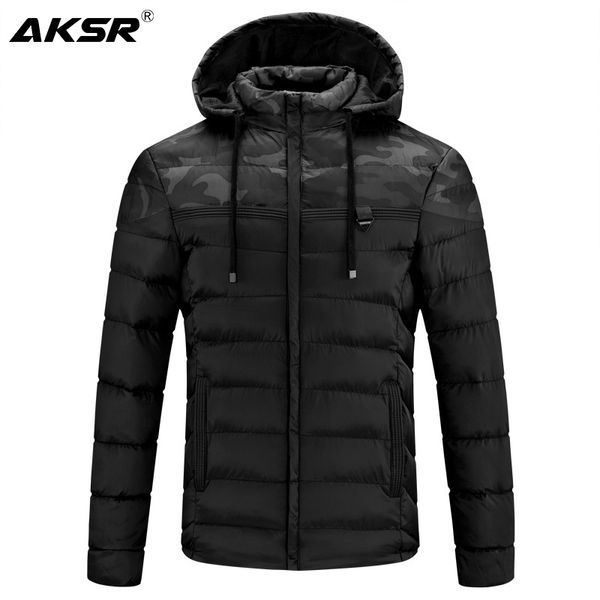 

aksr men's winter jacket coat with a hood thick warm winter coat men large size hooded windbreaker parka hombre men clothes 2019, Black