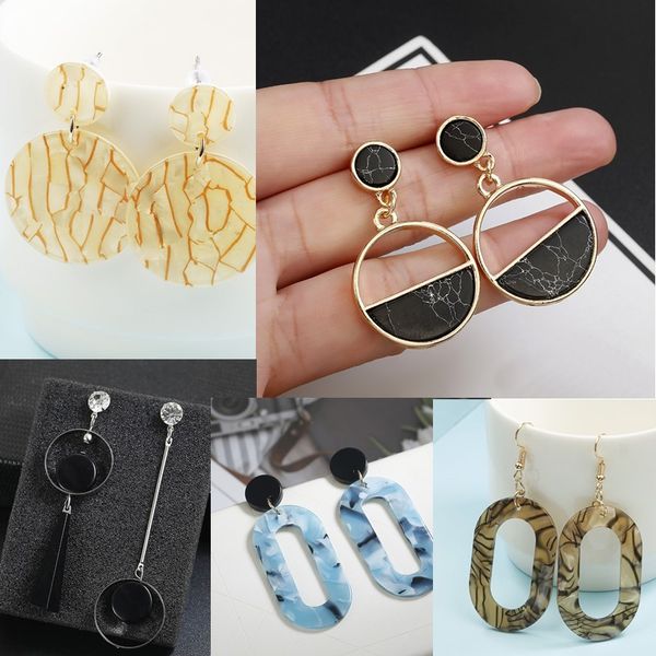 

горячие серьги черный белый камень геометрические серьги круглый треугольник дизайнер серьги панк-мода женщины ювелирные изделия brincos луч, Silver