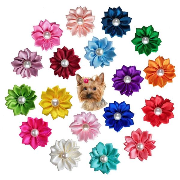 Heimtierbedarf Großhandel Haustier Hund Katze Kopf Blume Schleife Gummiband Haarnadel Blütenblatt Perle Hundesalon Schmuck