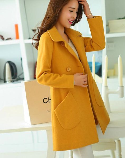 

европа и соединенные штаты новых дамы элегантная атмосфера двухсторонней шерстяной самосовершенствование в длинном отвороте большого карман, Black