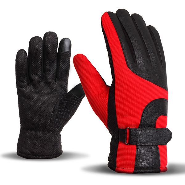 

fashion-2018 men' gloves leather winter touch mittens anti slip screens thermal glove hand warmer gloves men guantes handschoenen, Blue;gray