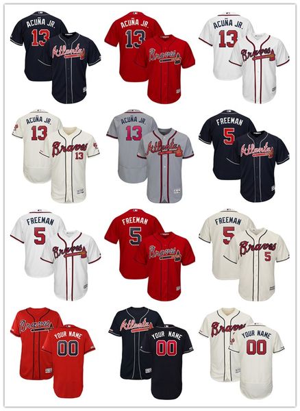 

2019 new men 039 women 039 youth atlanta 13 ronald acuÃ±a jr 5 freddie freeman red white gray dark blue beige cu tom ba eball jer ey