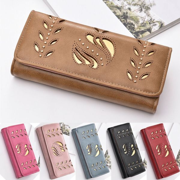 

Fashion Women Leaves Wallet Long Purse Phone Card Holder Clutch Large Capacity Pocket