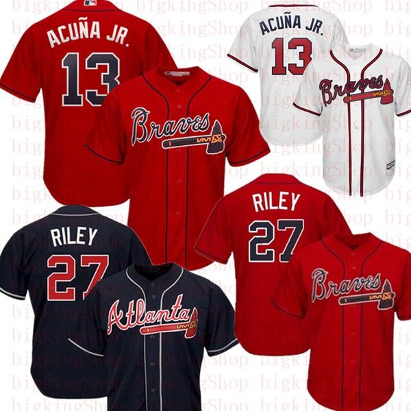 

2019 Ronald Acuna Jr. Jr Braves Jersey 27 Austin Riley 44 Hank Aaron 10 Chipper Jones 5 Freddie Freeman baseball Jerseys