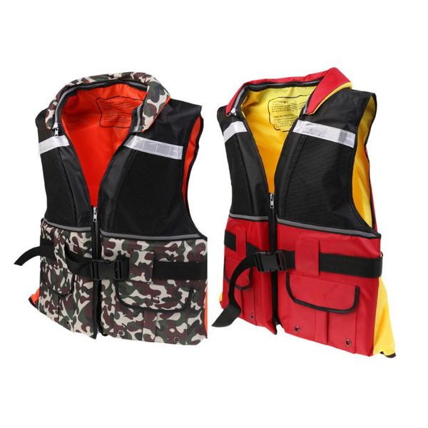 

camouflage/red life jackets vest with pockets for sailing swimming kayaking canoeing fishing water sports