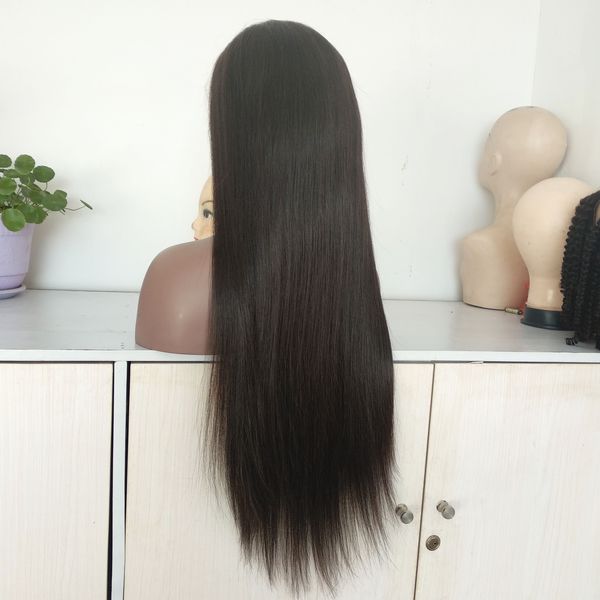 

silk straight brazilian human hair lace front wig in stock #2 color remy indian women hair full lace wig 150% density 24 inch, Black;brown