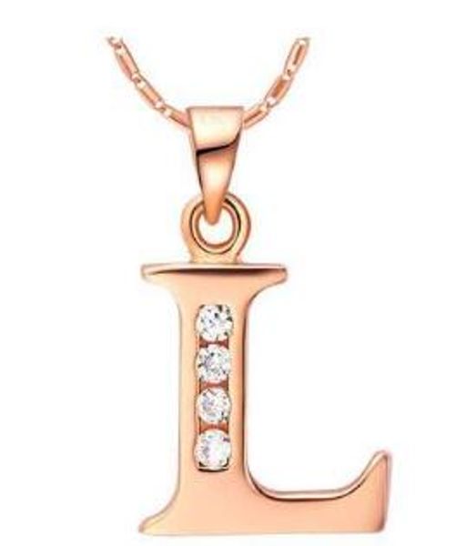 

necklace 925 sterling silver 18k white gold 26 letter pendant-l wl1243