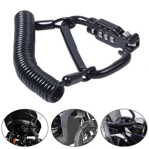

bike cable lock retractable motorcycle helmet anti-theft lock mountain bike spring reminding cable climbing hook anti-lost