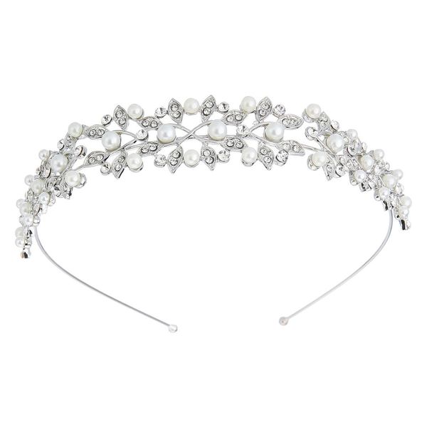 

ssyfashion new the bride crown wedding jewelry handmade silver pearl rhinestone headwear for women hair accessories