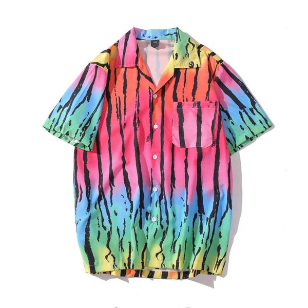 

feitong hawaiian shirt men summer beach shirts casual short sleeve holiday loose casual blouse men shirt chemise homme, White;black