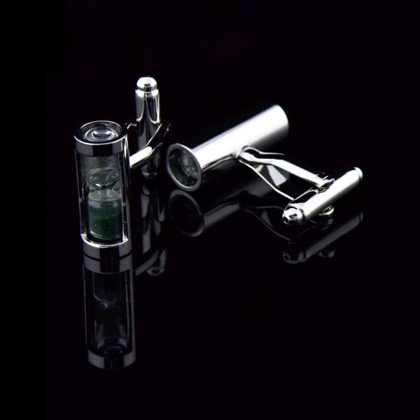 

bridegroom wedding party business men french shirts cuff links glass green sand clock cufflinks silvery cufflink with gift bag, Silver;golden