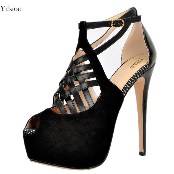 

rontic new women gladiator sandals stiletto high heels sandals fashion peep toe black party shoes women us plus size 4-15