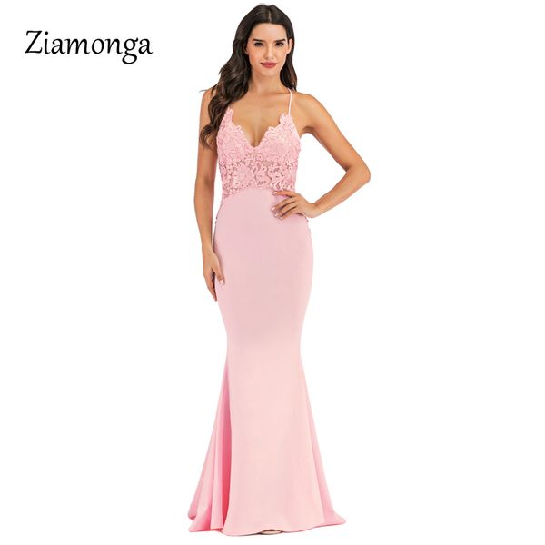 

ziamonga 2019 women summer vintage party dresses elegant backless floral lace bodycon dress vestido club maxi dress trumpet, Black;pink