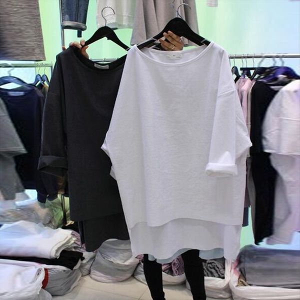 

20chic early autumn lazy white loose seven-sleeve t-shirt female midi student t-shirt female