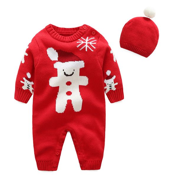 

рождество вязаные малышей infant комбинезон rompers младенца с длинным рукавом новорожденные мальчики комбинезон зима one piece дети одежда, Blue