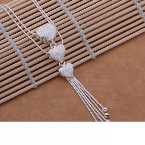 

бесплатная доставка с отслеживающим номером лучшие самые горячие продажи женские нежные подарочные ювелирные изделия серебро 925 3 сердца ки, Silver