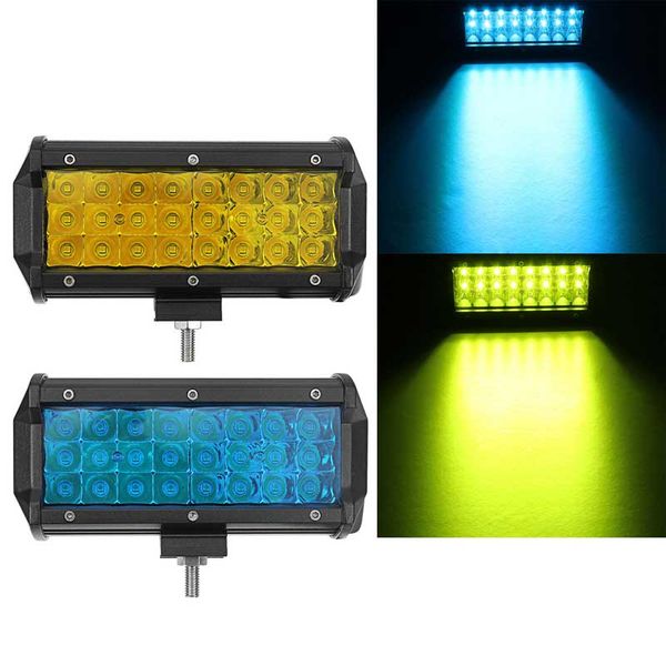 

1pcs 7 inch 144w 24 led work light bar spot beam car driving lamp for off road suv truck - yellow