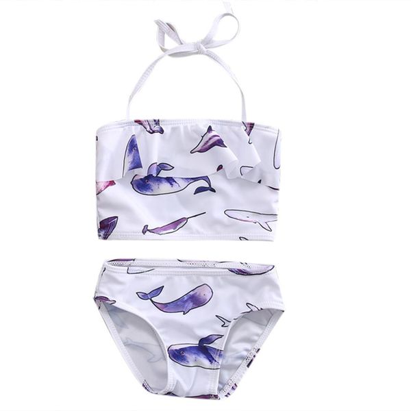 

2017 new little girls two-piece fish printing swimsuits toddler kids baby girl tankinis swimwear biquini bathing suit beachwear