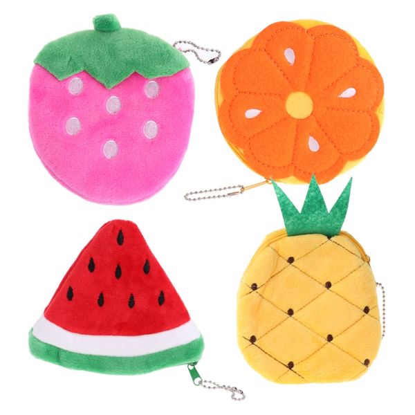 

fruit slice plush small change purse coin purse wallet money handbag card holder