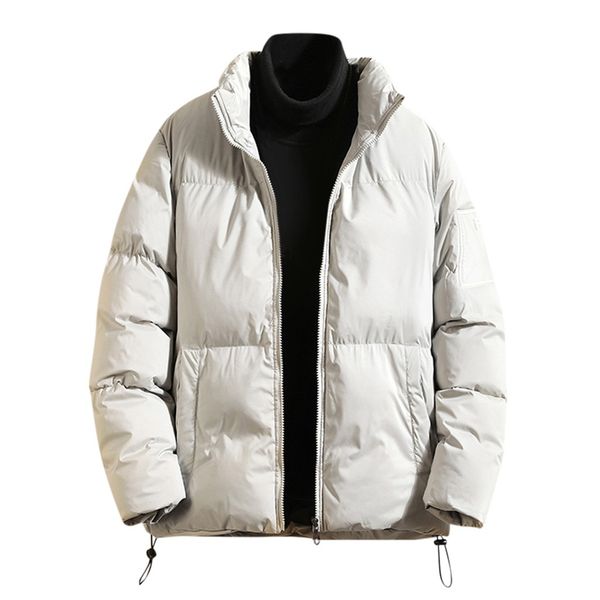 

fashion winter jacket men 2019 fashion casual plus size parkas stand collar long sleeve coats outwear veste homme hiver, Black