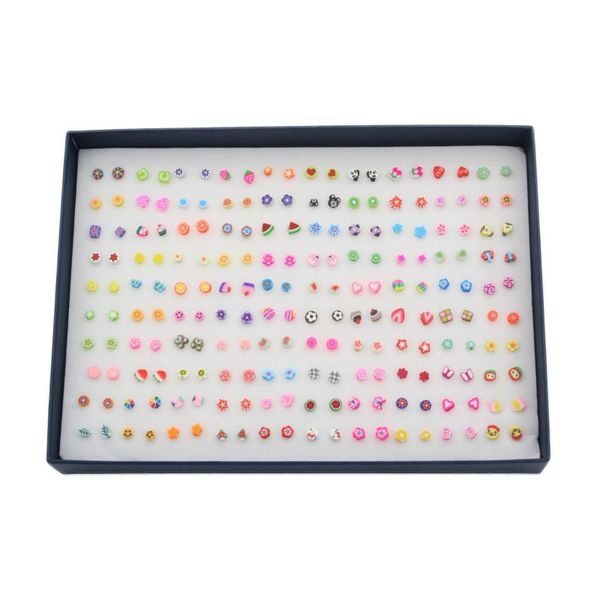 

new style fashion 100 of delicacy fruit small polymer clay ear stud creative versatile ear stud, Silver