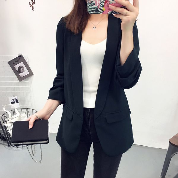

women jacket coat office business thin small suit jacket 2019 new spring autumn solid color slim casual blazer female jackets, White;black