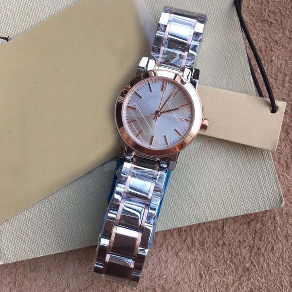 

fashion 26mm ladies watches quartz womens watch two tone stainless steel bracelet rose gold bezel and handsr, Slivery;brown