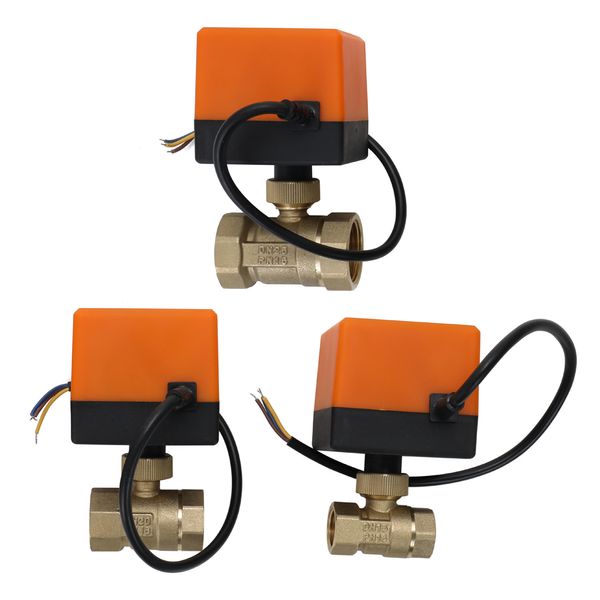 

motorized ball valve dc12v 2 way 3-wire brass electric actuator thread air-conditioning water system controller
