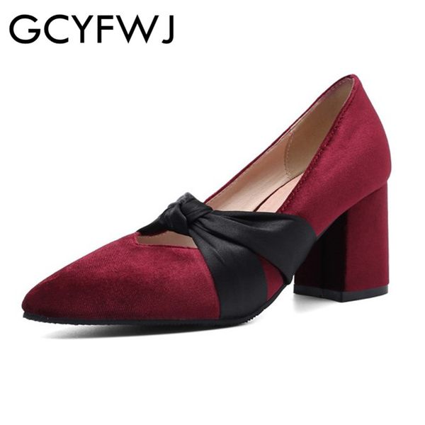 

gcyfwj pumps women shoes spring autumn mixed color bowtie pointed toe single shoes mary janes square heel on office woman, Black