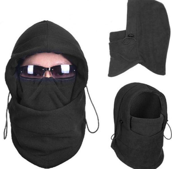 

6 in 1 thermal fleece balaclava hat hood ski bike wind ser face mask men neck warmer winter fleece motor neck helmet cap, Blue;black