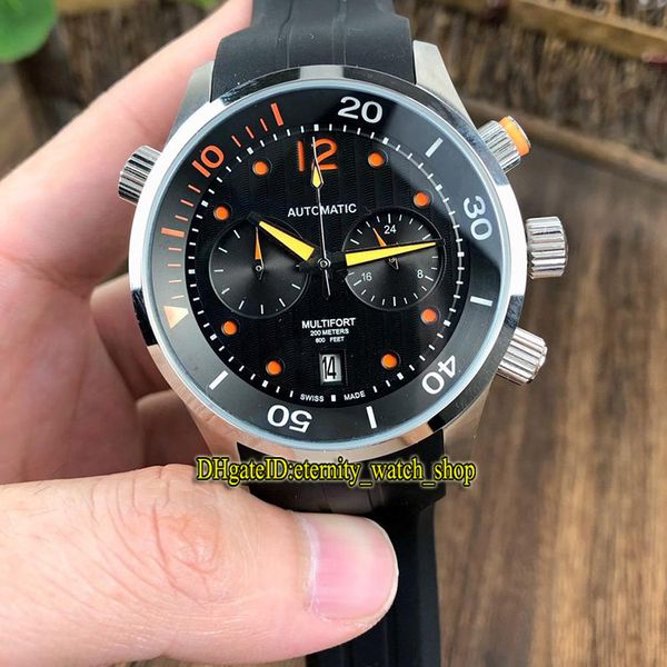 

multifort gent m005.914.17.030.00 black dial japan vk quartz chronograph movement mens watch silvery case rubber strap sport watches, Slivery;brown